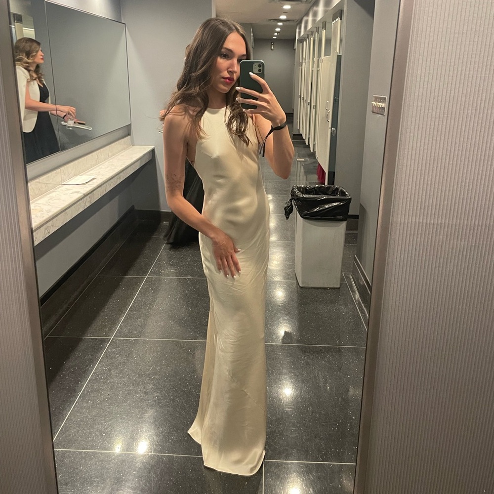 Jeany Silk Dress from Reformation in Fior Di Latte